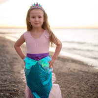 Great Pretenders Mermaid Glimmer Skirt With Tiara - Blue/Lilac 5-6YR