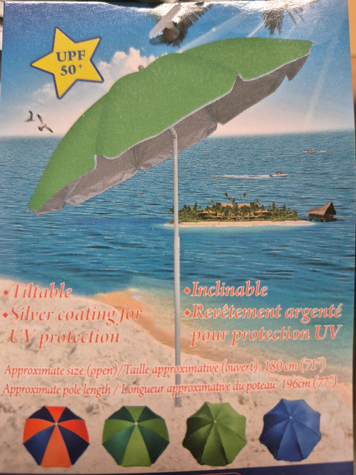 Tilt Pole Beach Umbrella 71"