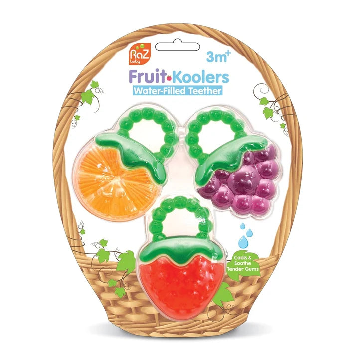 RaZbaby Fruit Koolers Water Filled Teethers - 3 Pack -  3mths+