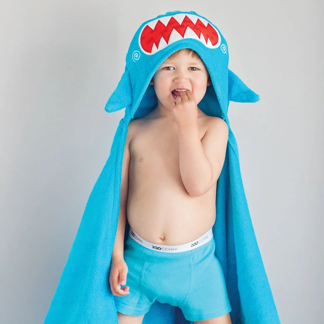 Zoocchini Shark Kids Plush Hooded Bath Towel 2Y+