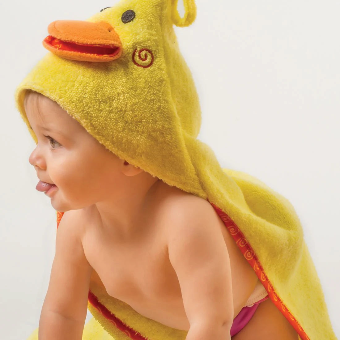 Zoocchini Puddles the Duck Baby Snow Terry  Hooded Bath Towel -  0-18 Months