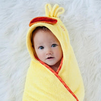 Zoocchini Puddles the Duck Baby Snow Terry  Hooded Bath Towel -  0-18 Months