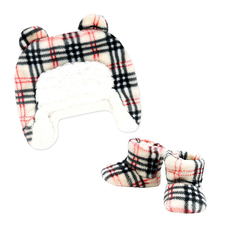 Baby Mode Tan Plaid Hunters Cap With Booties 0-6 Months