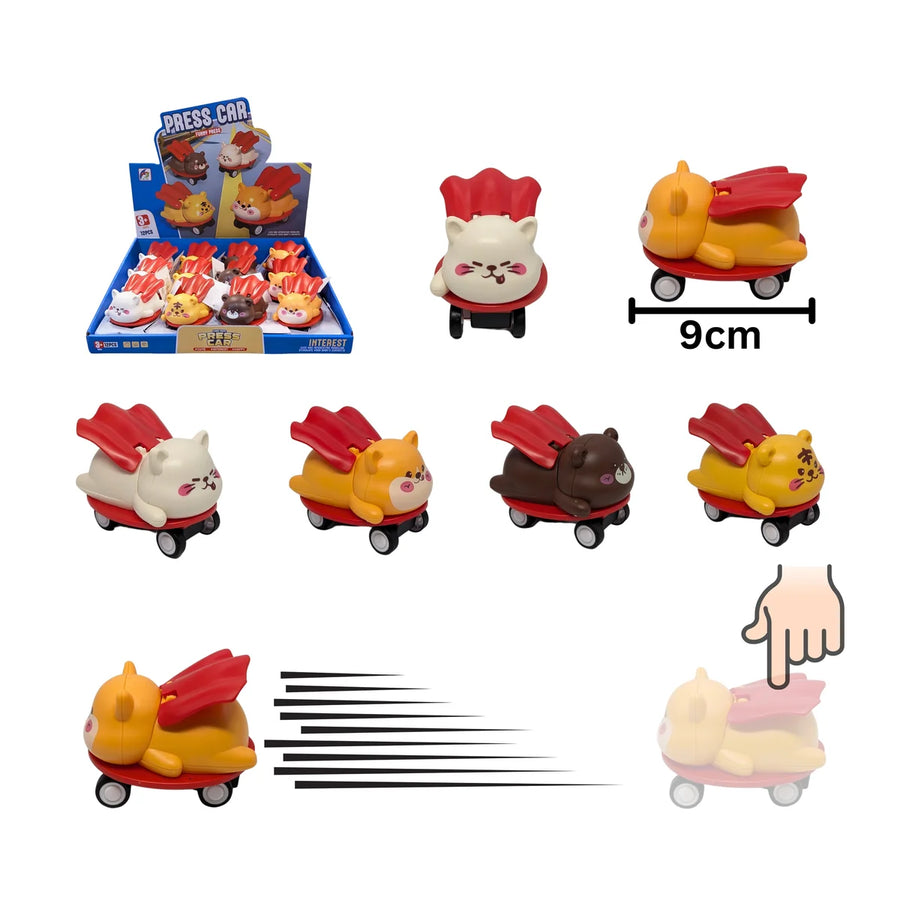 Dog & Cat With Cape Press Car