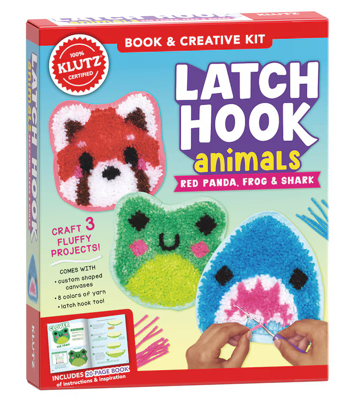 Klutz Latch Hook Animals: Red Panda, Frog & Shark
