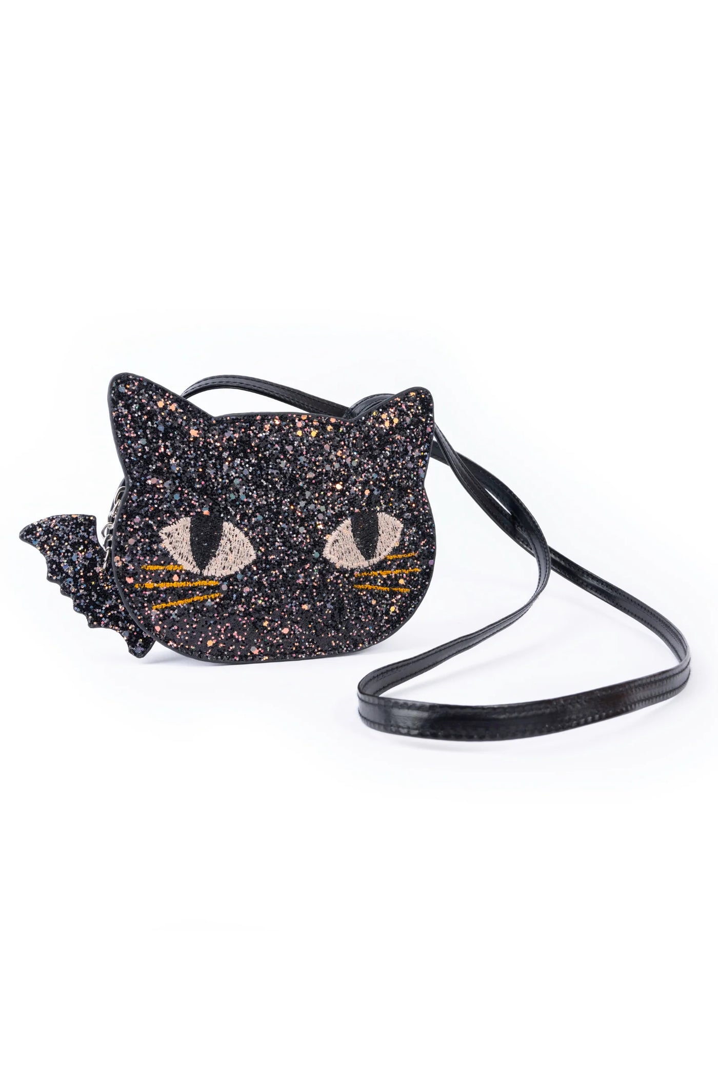Great Pretenders Cat’s Meow Black Chunky Glitter Kitty Purse
