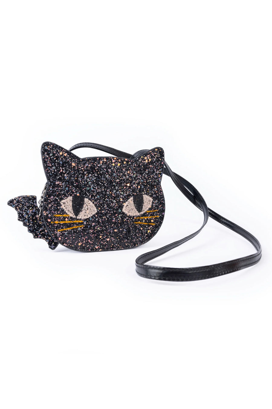 Great Pretenders Cat’s Meow Black Chunky Glitter Kitty Purse