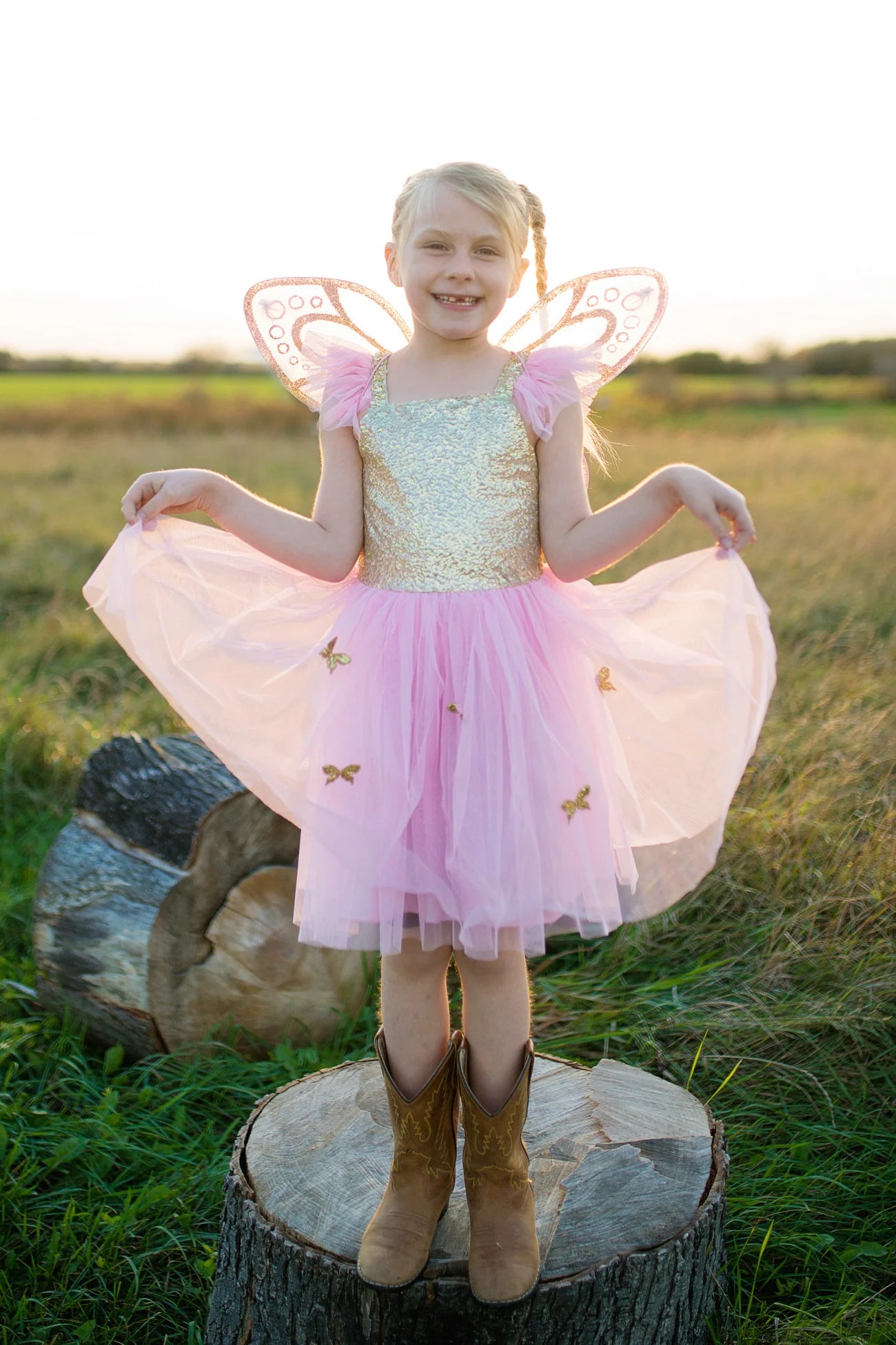Great Pretenders Gold Butterfly Dress With Wings 5-7Years
