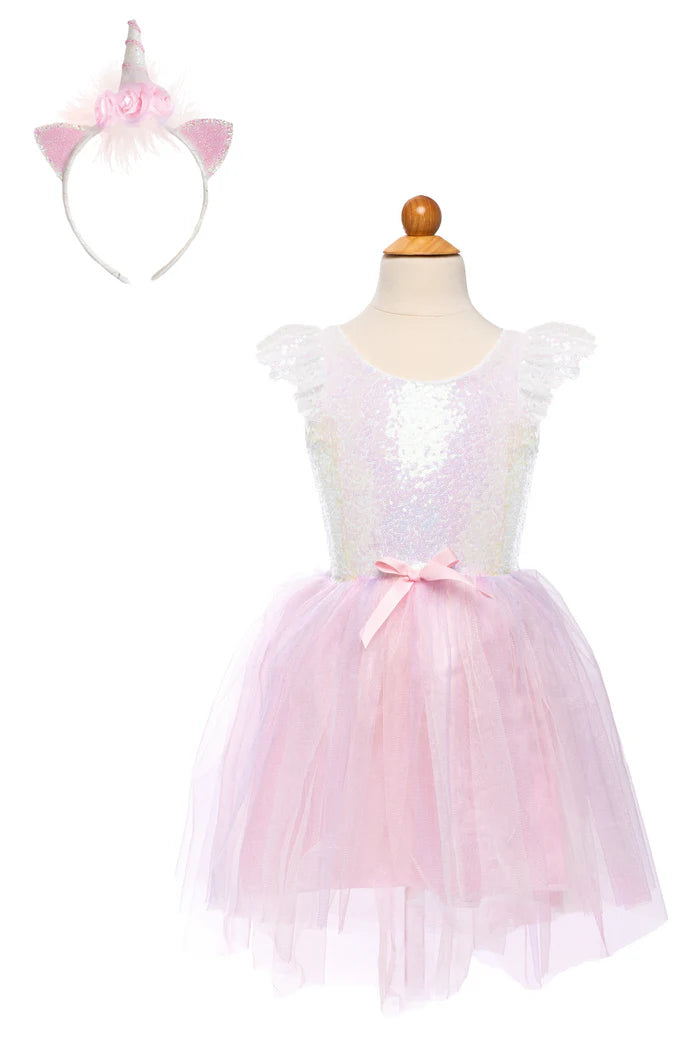 Great Pretenders Dreamy Unicorn Dress Iridescent/Pink With Headband 5-6 Years