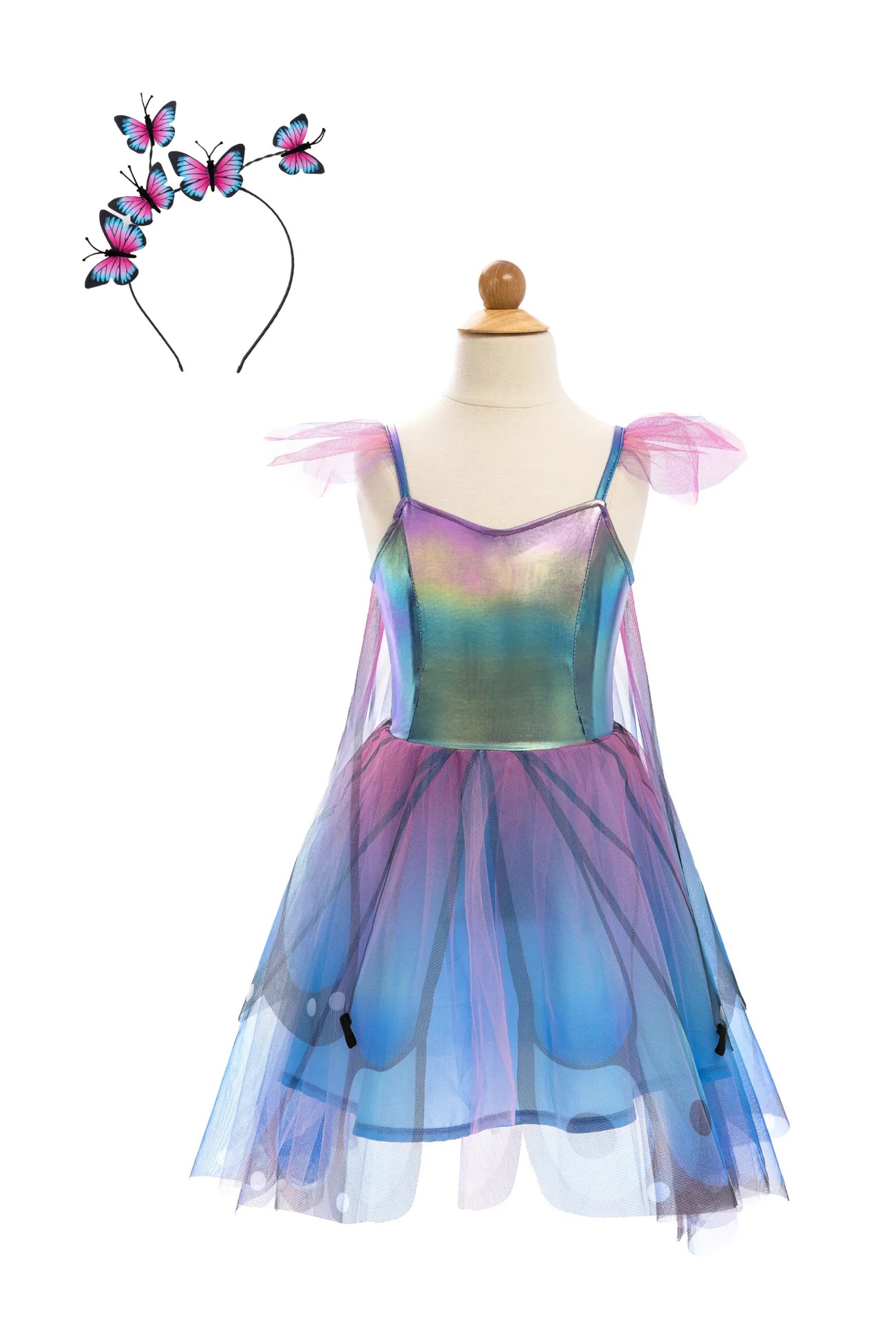 Great Pretenders Butterfly Twirl Dress & Wings & Headband Blue/Purple 5-6yr