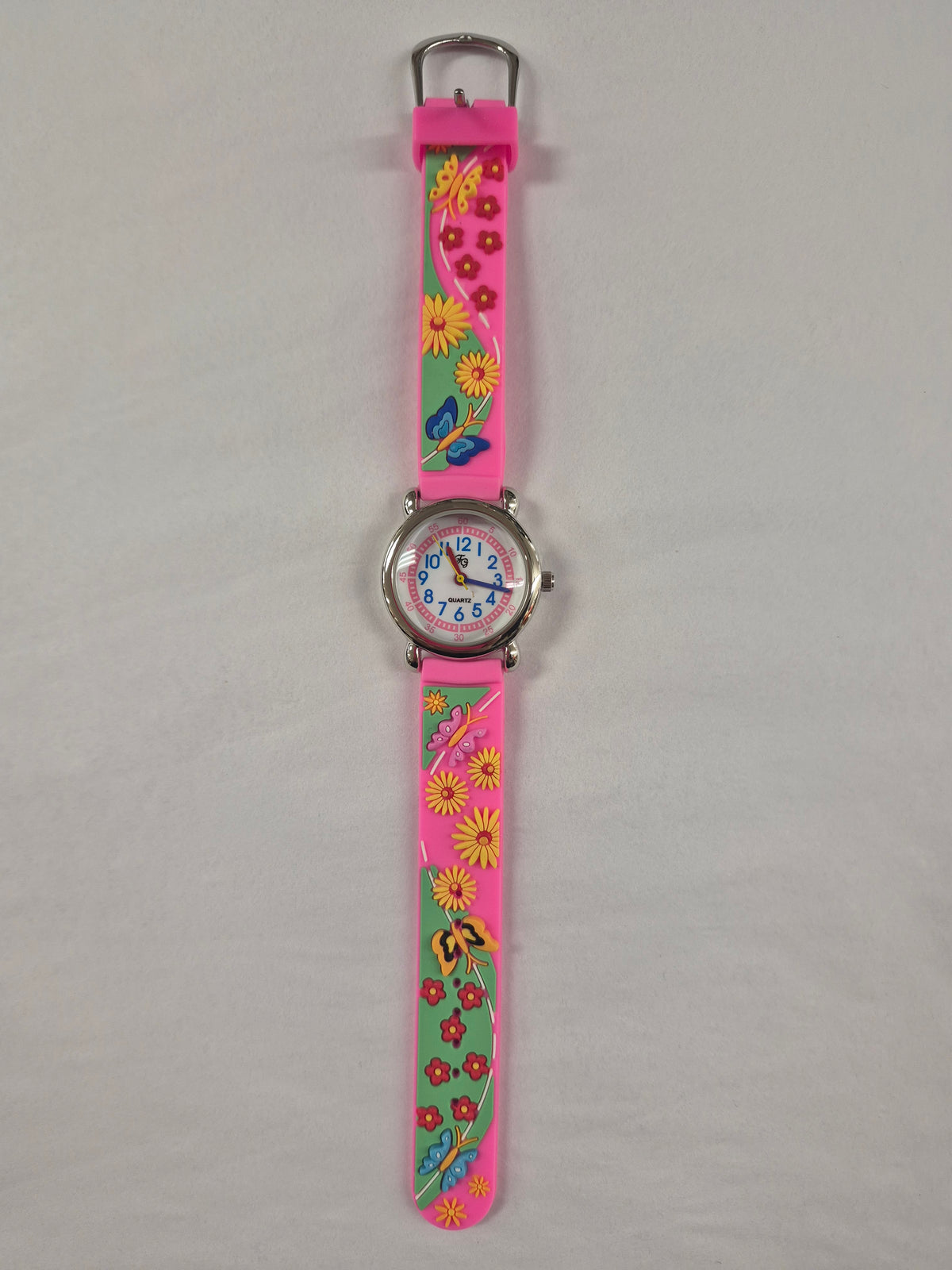 Pink Butterfly & Flowers Children's Watch