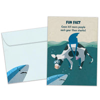 Tree Free Greetings Cow Shark Fun Fact Birthday Card