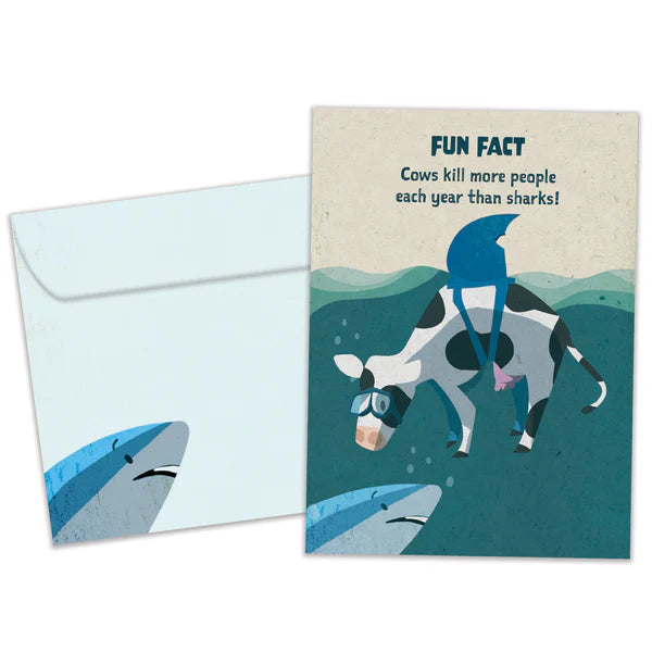 Tree Free Greetings Cow Shark Fun Fact Birthday Card