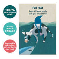 Tree Free Greetings Cow Shark Fun Fact Birthday Card