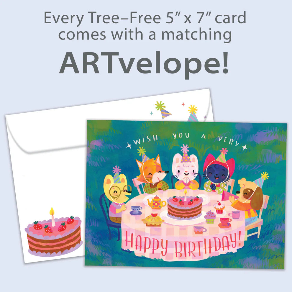 Tree Free Greetings Animal Tea Party Birthday Card