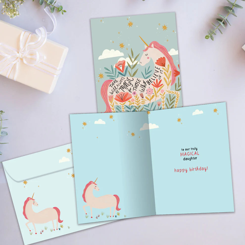 Tree Free Greetings Magical Unicorn Floral Birthday Card
