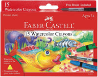 Faber-Castell Watercolour Crayons With Free Brush -  Box Of 15