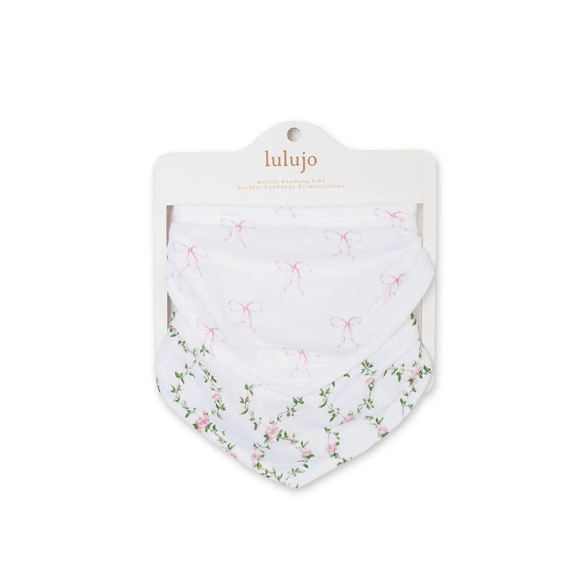 Lulujo Bows & Rose Trellis 2 Pack Bandana Bibs