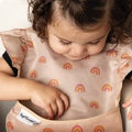Tiny Twinkle Unicorn + Rainbow + Burgandy Ruffle Mess-Proof Easy Bib - 3pk