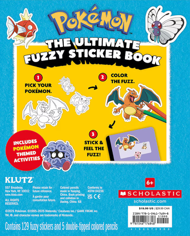 KLUTZ Pokemon Colour Your Own Fuzzy Stickers