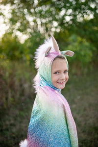 Great Pretenders🍁 Rainbow Reversible Unicorn Dragon Cape Size 5-6yrs