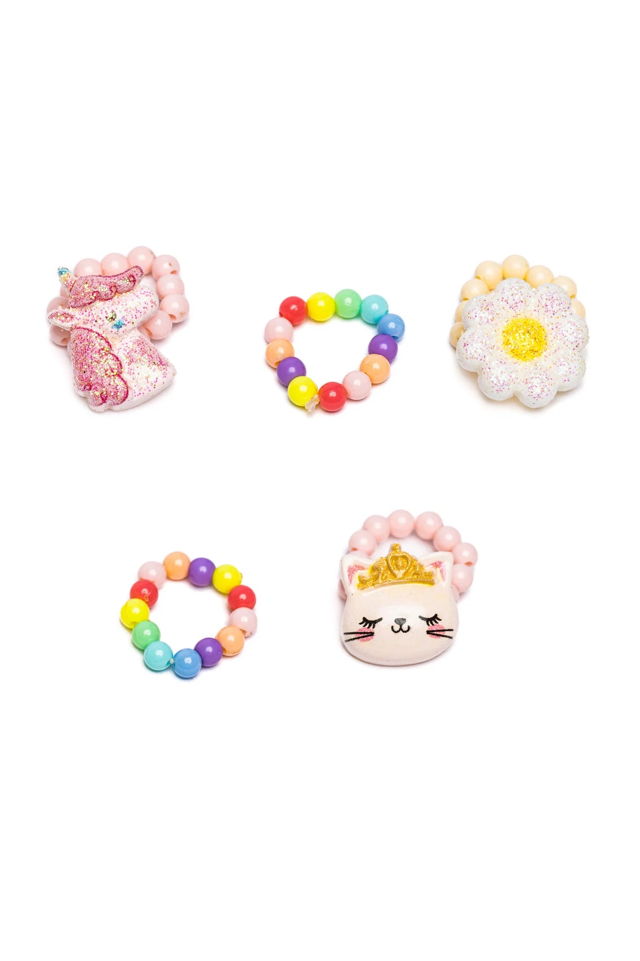 Great Pretenders Flower Kitty Unicorn Elastic Ring Set 5pcs