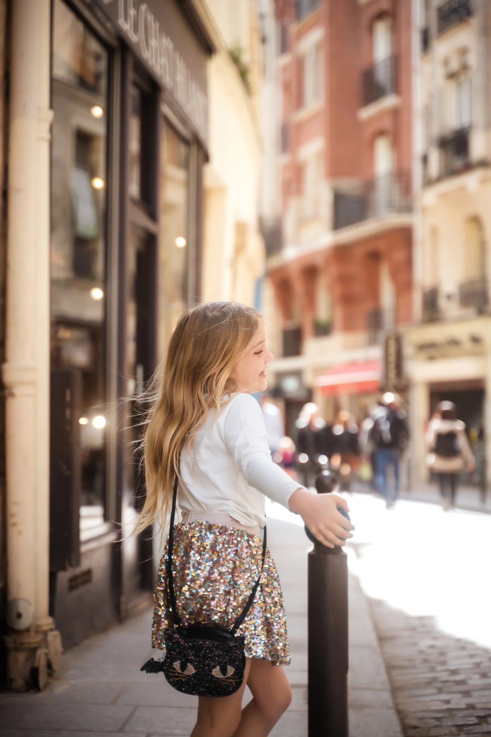 Great Pretenders Cat’s Meow Black Chunky Glitter Kitty Purse