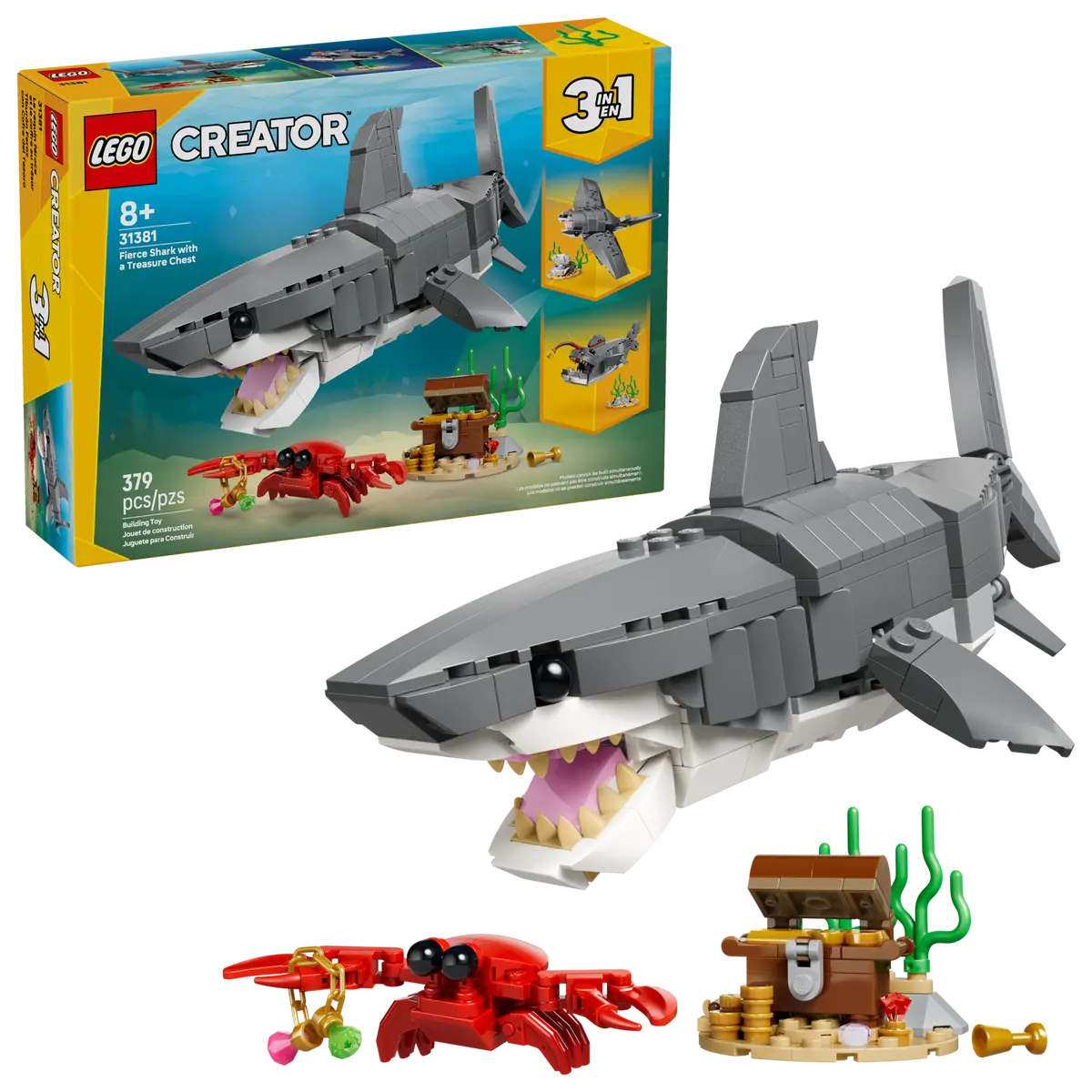 Lego Creator Fierce Shark With Treasure Chest 31381