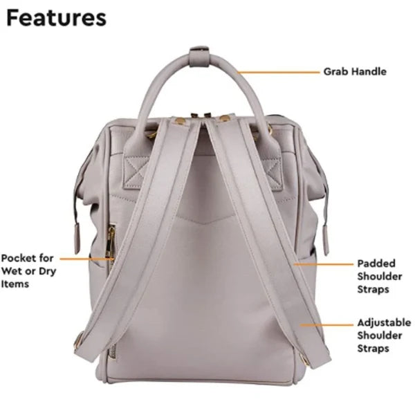 BABABING Backpack Diaper Bag - Grey Blush