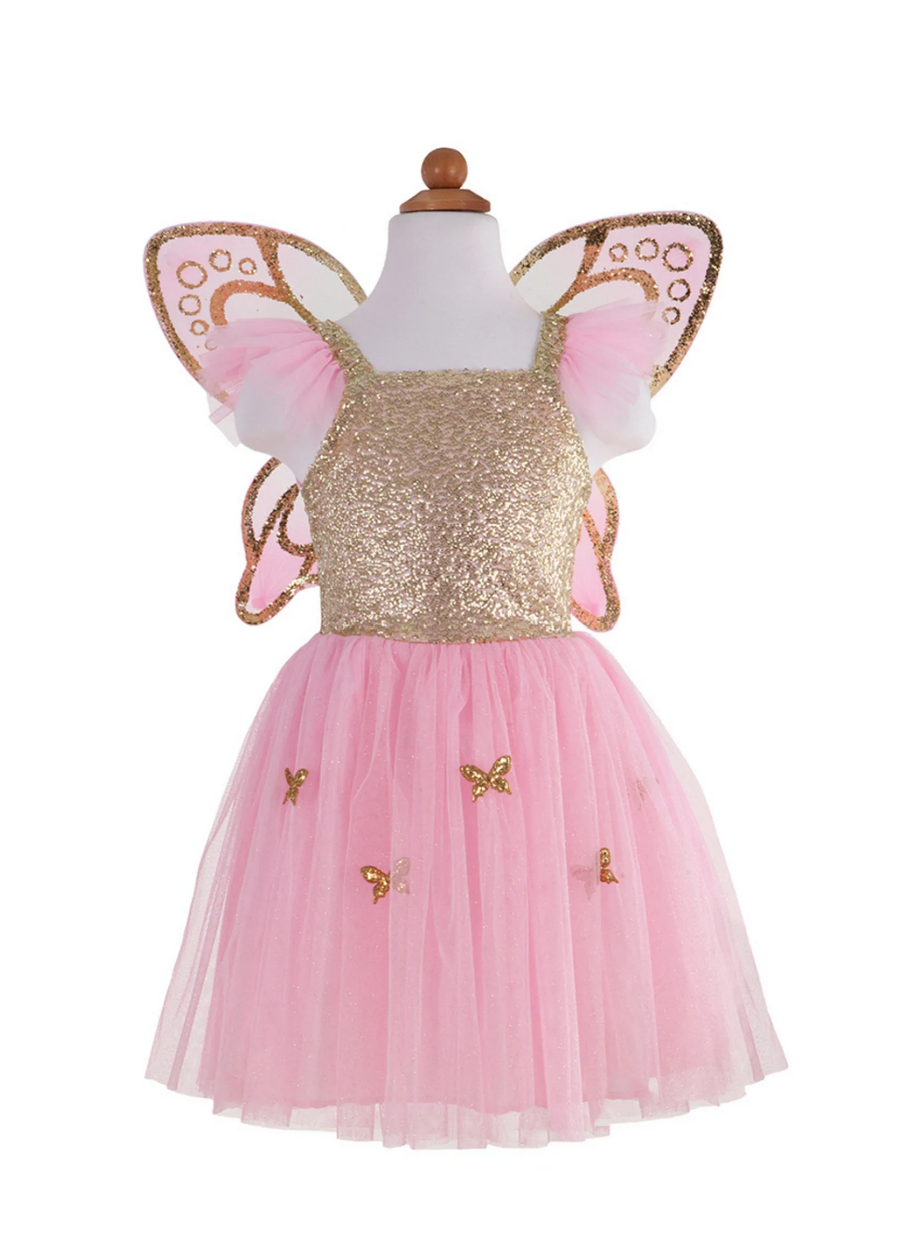 Great Pretenders Gold Butterfly Dress With Wings 5-7Years