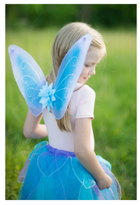 Great Pretenders Blue Fancy Flutter Skirt with Wings & Wand Size 4-6yrs