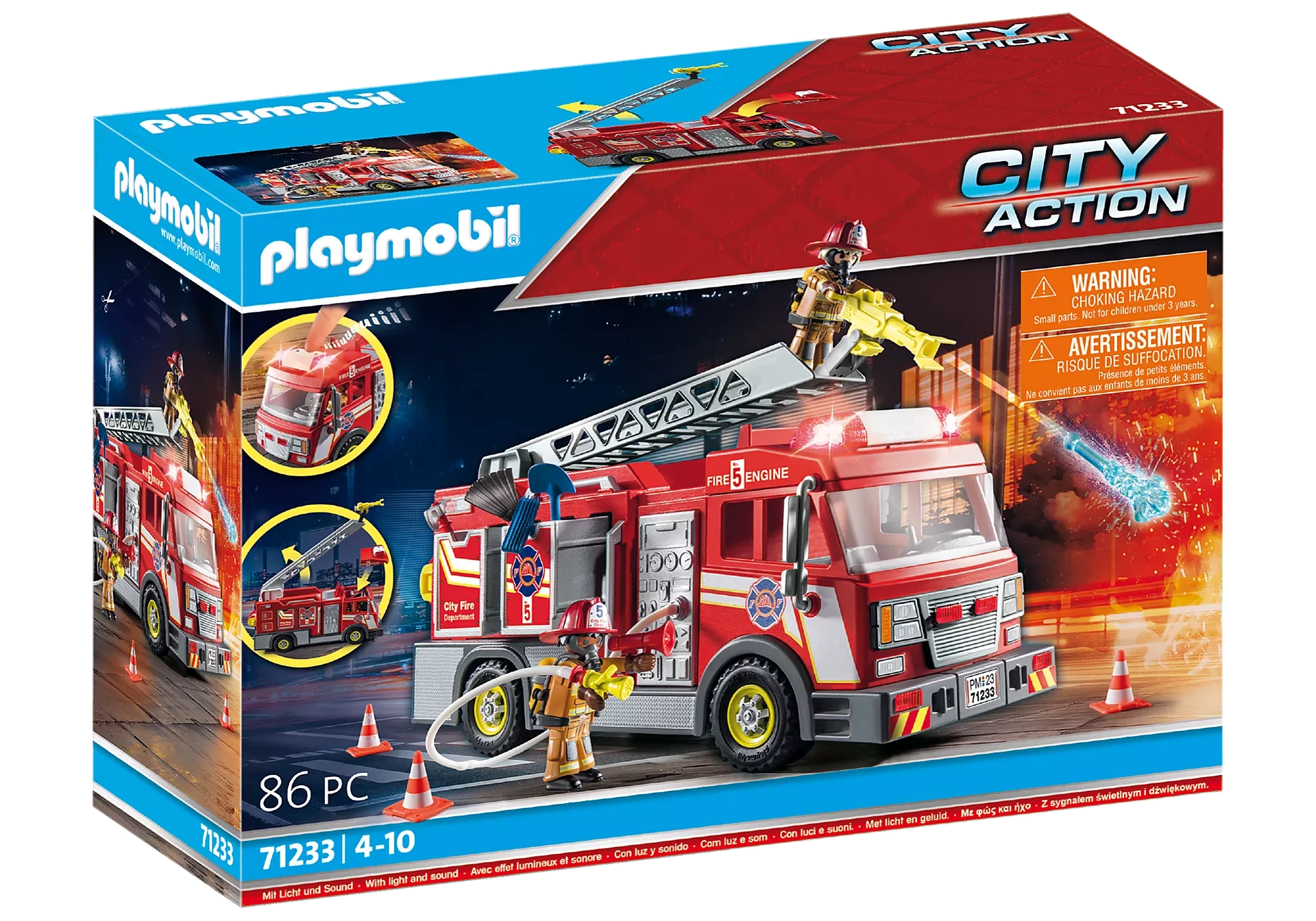 Playmobil City Action Fire Truck with Flashing Lights 71233