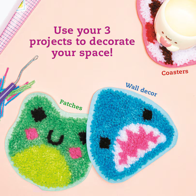 Klutz Latch Hook Animals: Red Panda, Frog & Shark