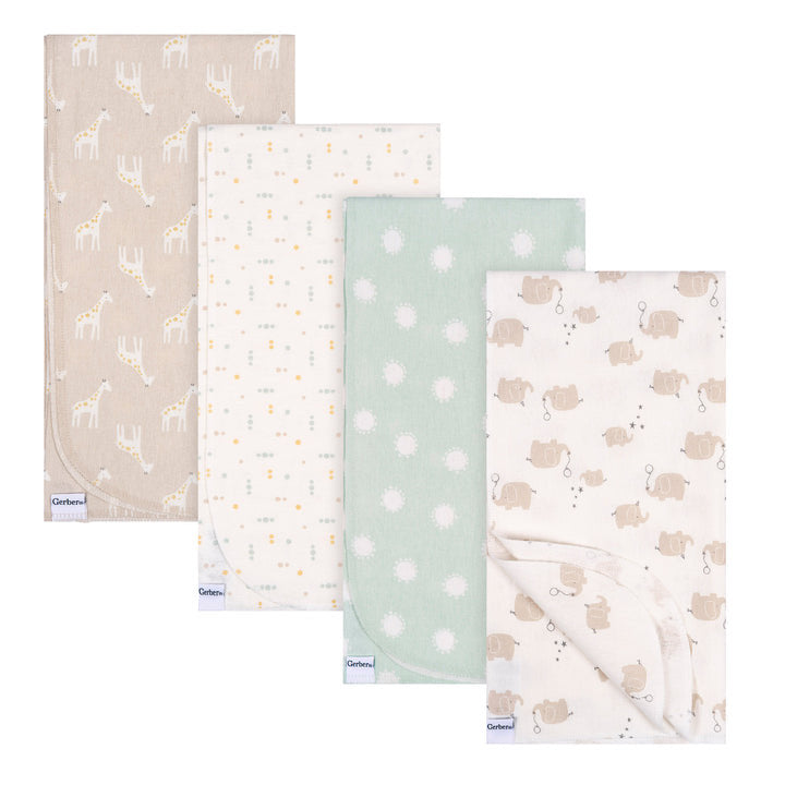 Gerber Flannel Receiving Blankets 4 Pack - Safari