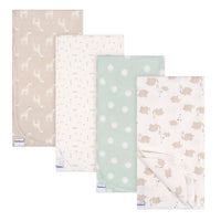 Gerber Flannel Receiving Blankets 4 Pack - Safari