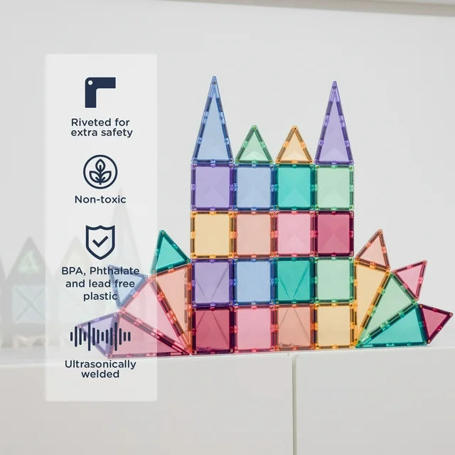 CONNETIX Magnetic Tiles Pastel Mini Pack 32 Pieces
