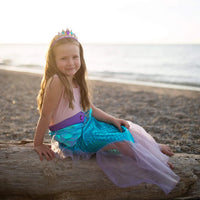 Great Pretenders Mermaid Glimmer Skirt With Tiara - Blue/Lilac 5-6YR