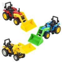 Die Cast Pull Back Scoop Tractor 6"