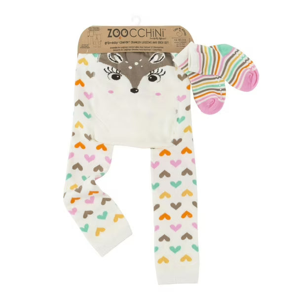 Zoocchini Fiona The Fawn Crawler Grip+Easy Legging & Sock Set