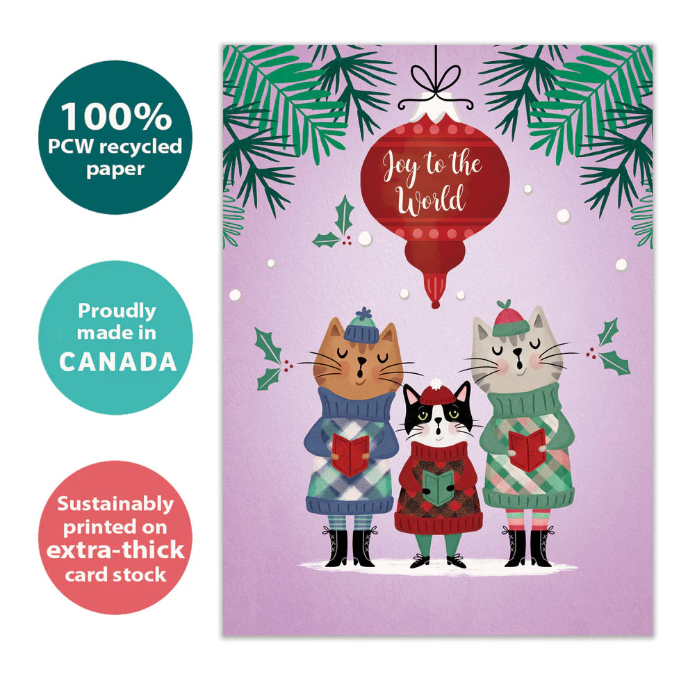 Tree-Free Cat Carolers Holiday Card