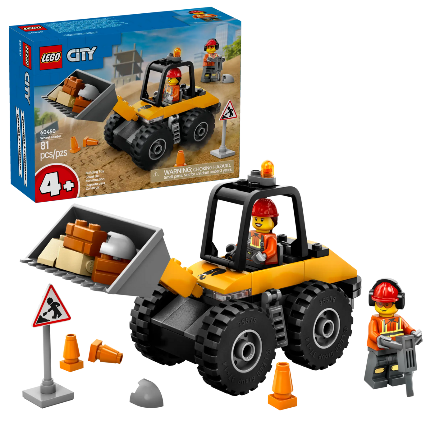Lego City Yellow Construction Wheel Loader 60450