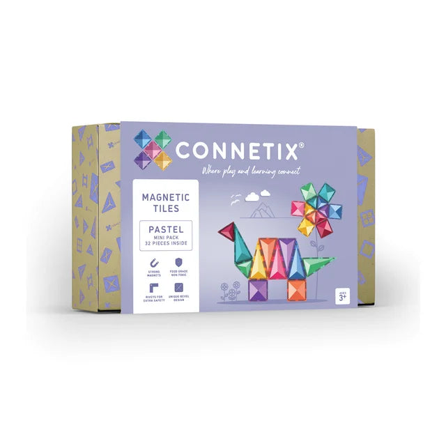 CONNETIX Magnetic Tiles Pastel Mini Pack 32 Pieces