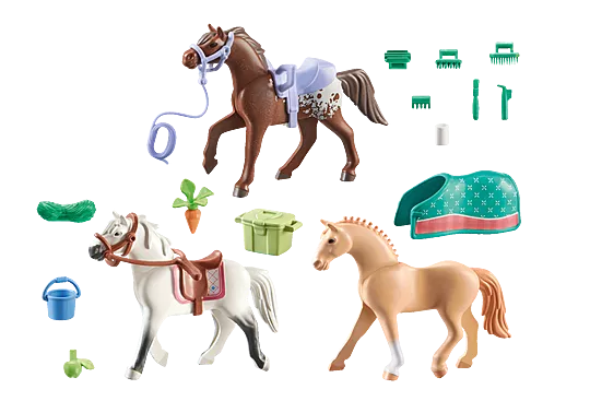 Horses With Saddles - Playmobil Horses Of Waterfall 71356
