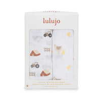 Lulujo Barnyard & Hen and Chick 2 Piece Cotton Muslin Swaddle
