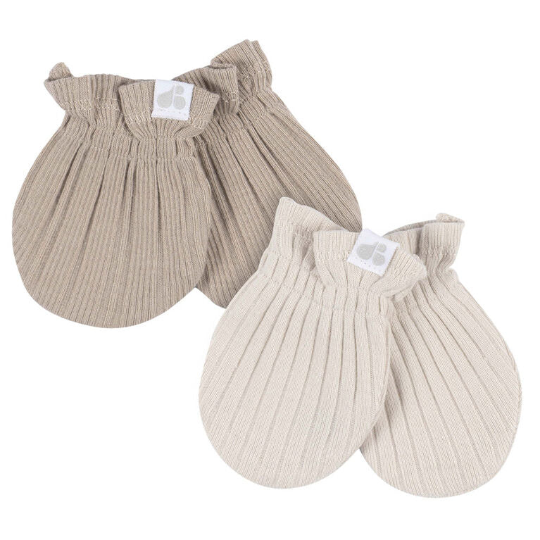 Just Born Tan 4 Piece Hat & Mitten Set 0-6 Months