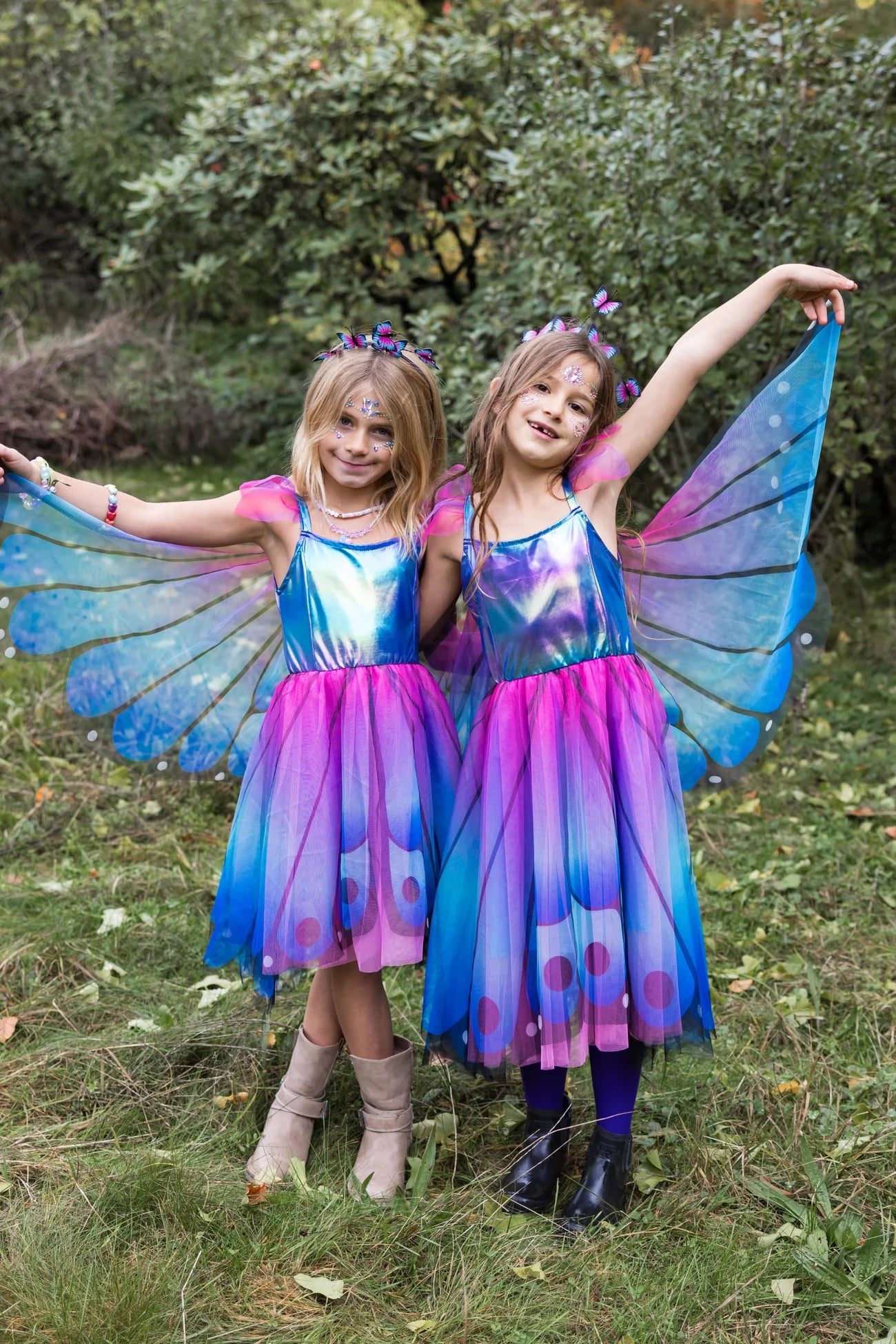 Great Pretenders Butterfly Twirl Dress & Wings & Headband Blue/Purple 5-6yr