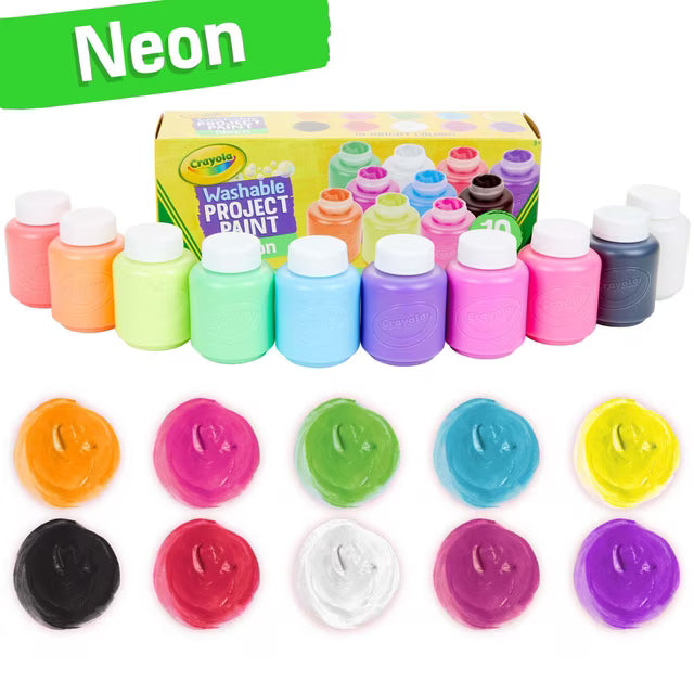 Crayola Project Paint Jars 10pk Washable - Neon