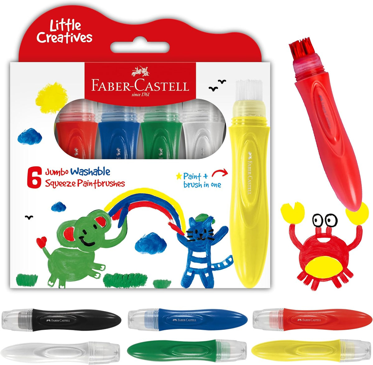 Faber-Castell Little Creatives Jumbo Squeezing Paintbrush 6CT