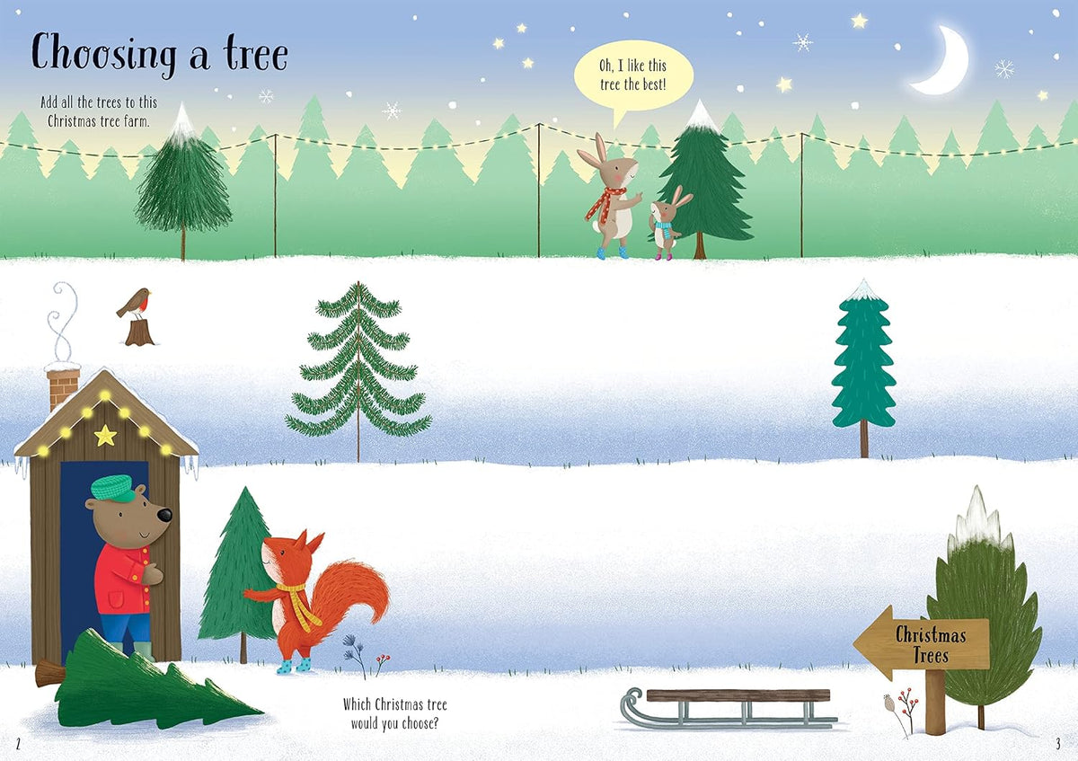 Usborne Sparkly Christmas Trees Sticker Book