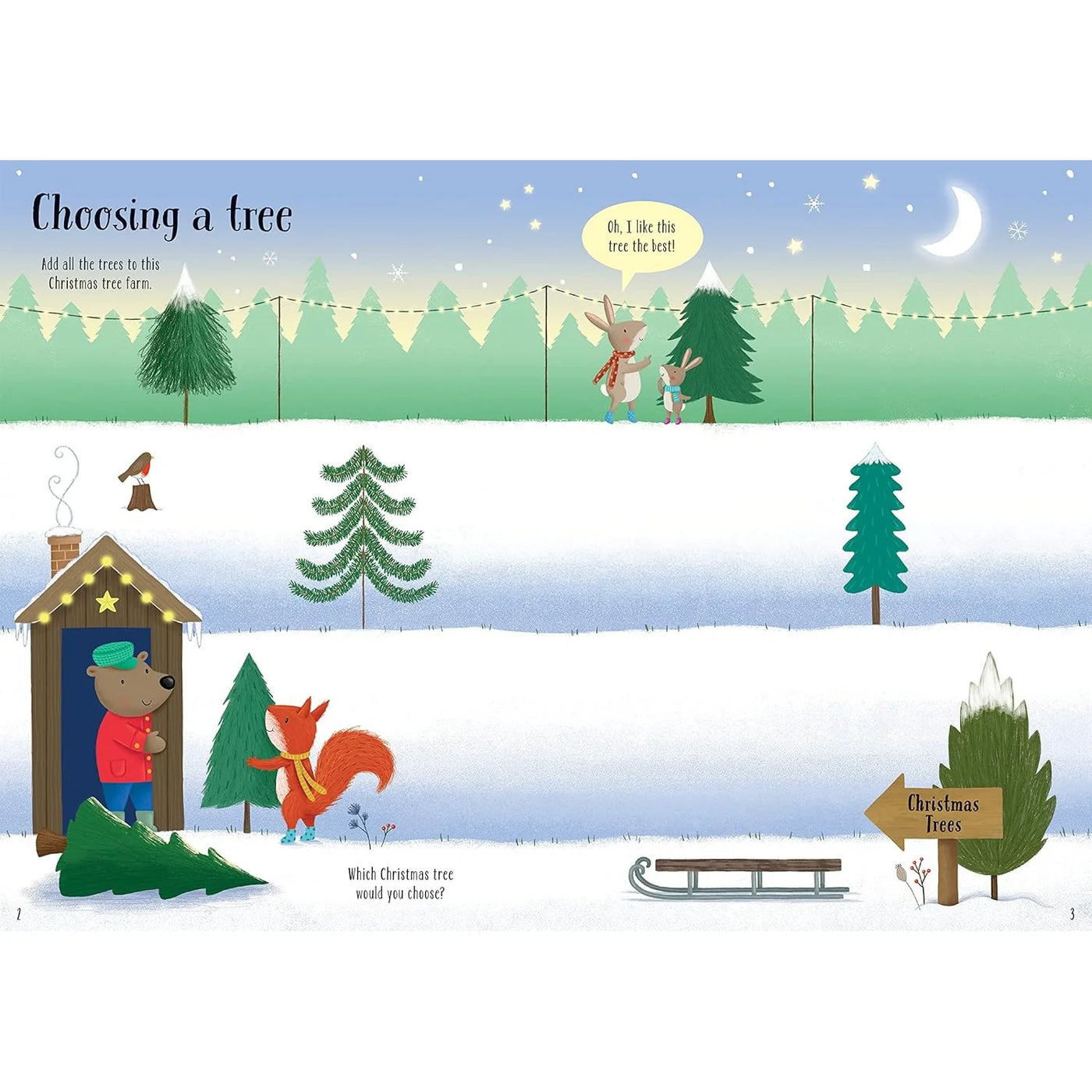 Usborne Sparkly Christmas Trees Sticker Book